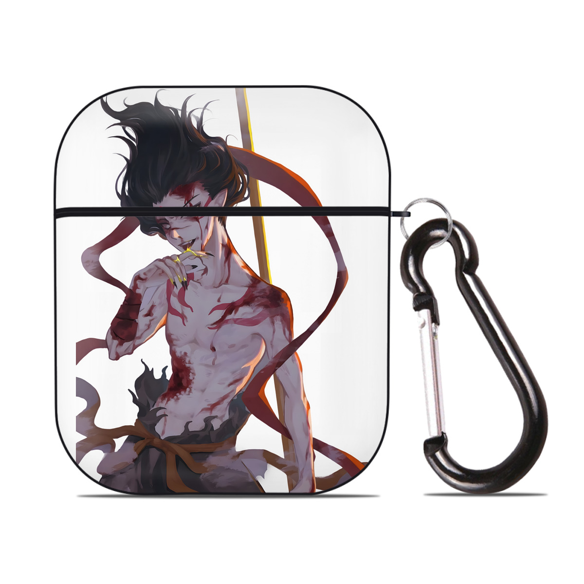 （画像用） Ne Zha 2 ナタ 魔童の大暴れ AirPods 第2世代保護ケース ハードシェル ブラック 耐衝撃・防指紋・カラビナ付き