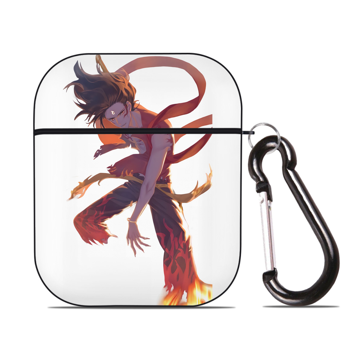 （画像用） Ne Zha 2 ナタ 魔童の大暴れ AirPods 第2世代保護ケース ハードシェル ブラック 耐衝撃・防指紋・カラビナ付き