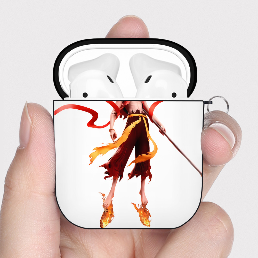 （画像用） Ne Zha 2 ナタ 魔童の大暴れ AirPods 第2世代保護ケース ハードシェル ブラック 耐衝撃・防指紋・カラビナ付き