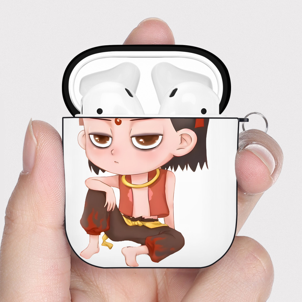 （画像用） Ne Zha 2 ナタ 魔童の大暴れ AirPods 第2世代保護ケース ハードシェル ブラック 耐衝撃・防指紋・カラビナ付き
