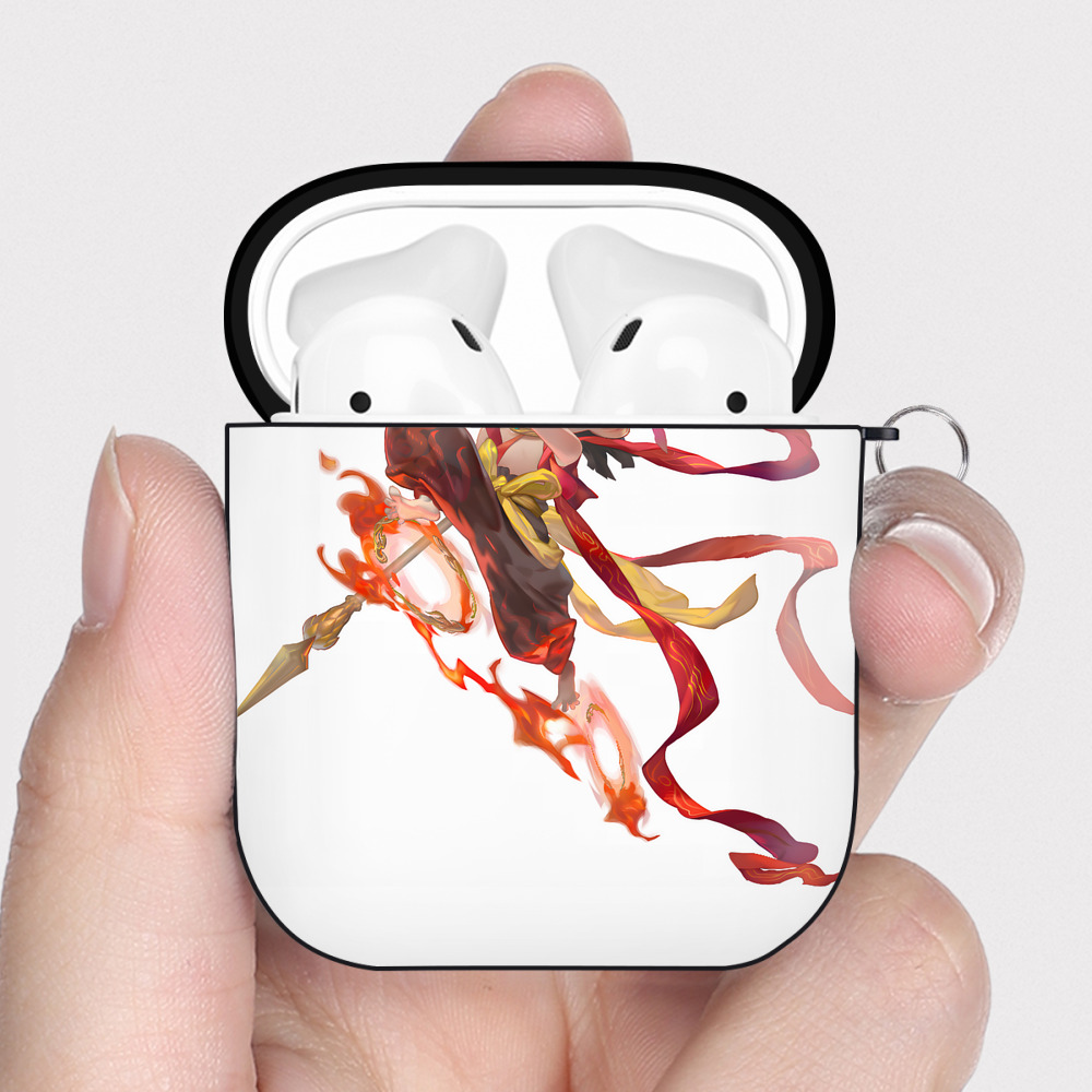 （画像用） Ne Zha 2 ナタ 魔童の大暴れ AirPods 第2世代保護ケース ハードシェル ブラック 耐衝撃・防指紋・カラビナ付き