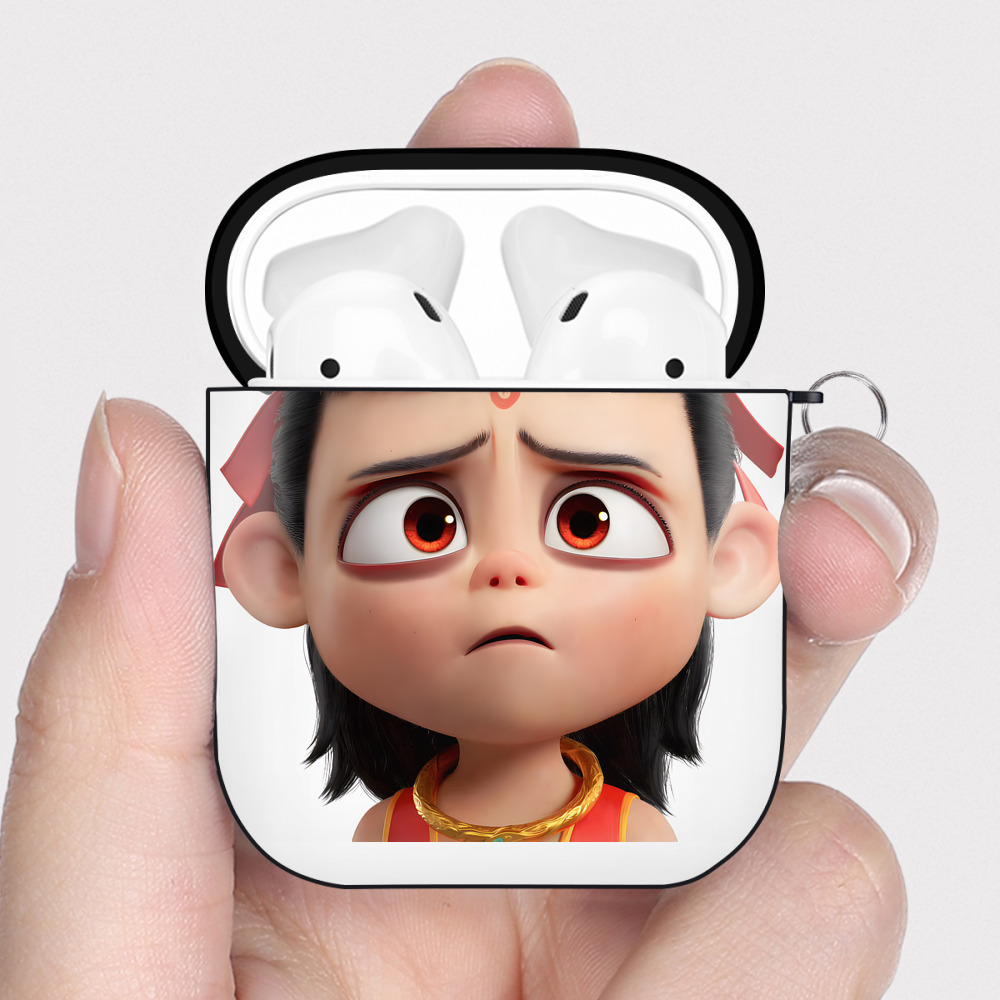 （画像用） Ne Zha 2 ナタ 魔童の大暴れ AirPods 第2世代保護ケース ハードシェル ブラック 耐衝撃・防指紋・カラビナ付き