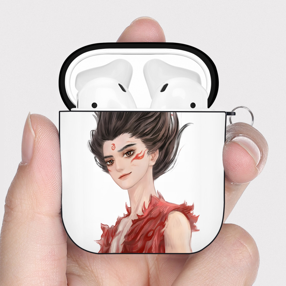 （画像用） Ne Zha 2 ナタ 魔童の大暴れ AirPods 第2世代保護ケース ハードシェル ブラック 耐衝撃・防指紋・カラビナ付き