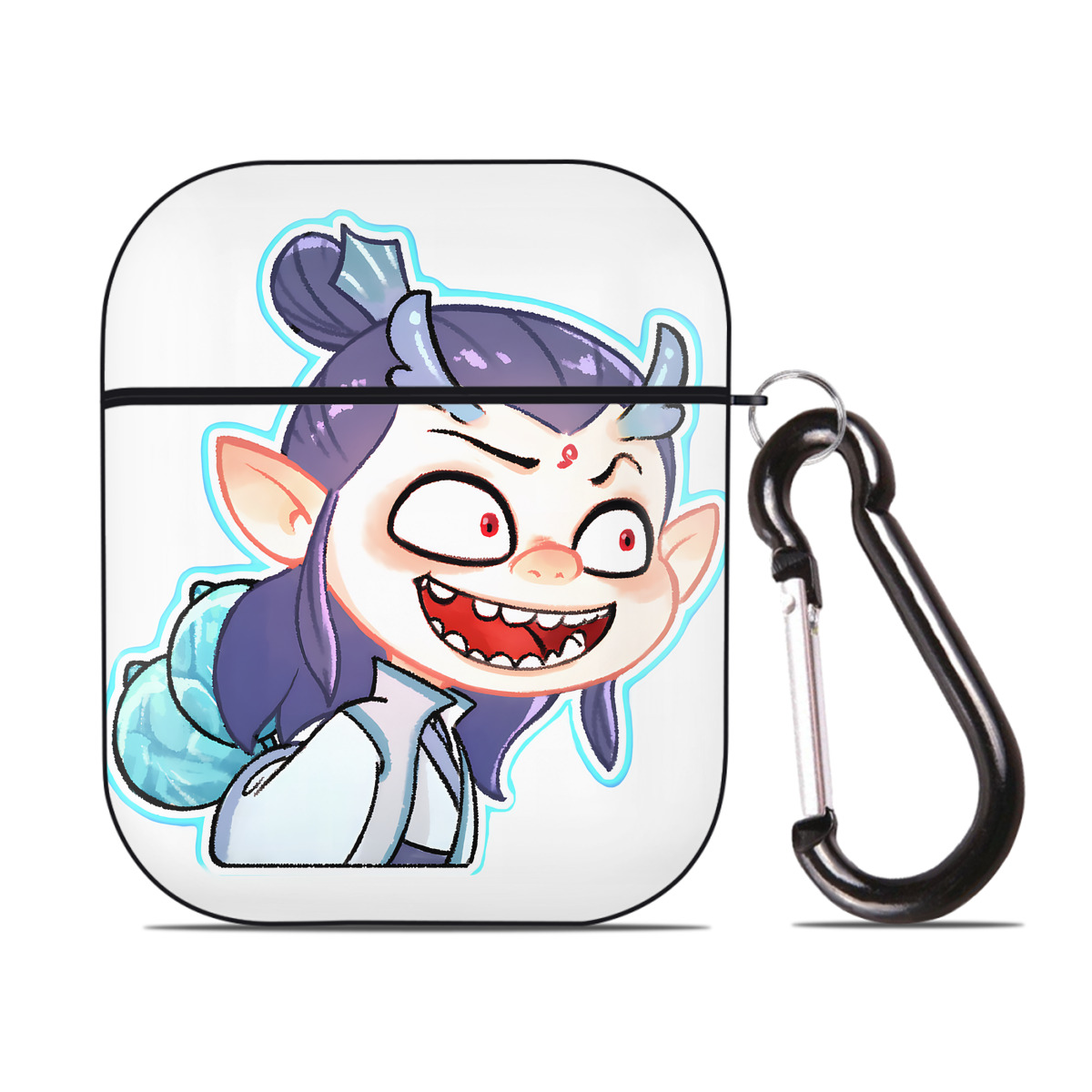 （画像用） Ne Zha 2 ナタ 魔童の大暴れ AirPods 第2世代保護ケース ハードシェル ブラック 耐衝撃・防指紋・カラビナ付き