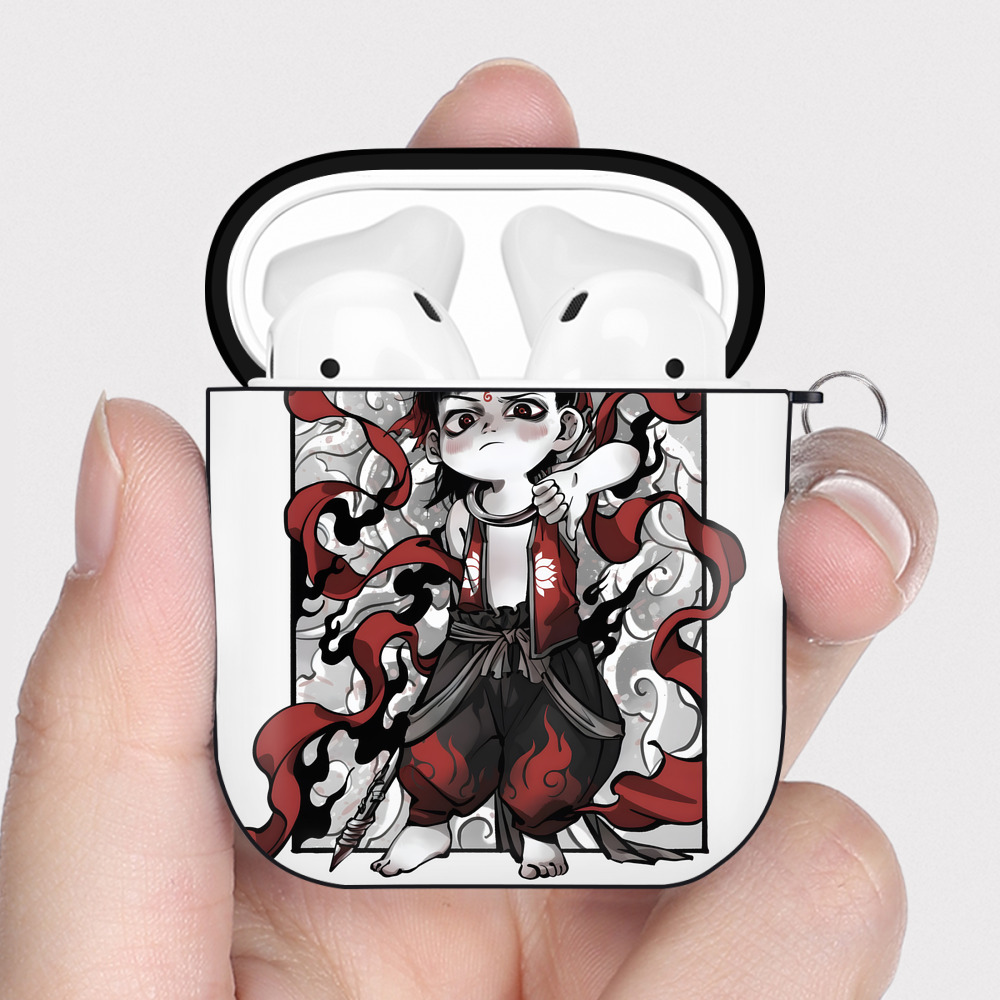 （画像用） Ne Zha 2 ナタ 魔童の大暴れ AirPods 第2世代保護ケース ハードシェル ブラック 耐衝撃・防指紋・カラビナ付き