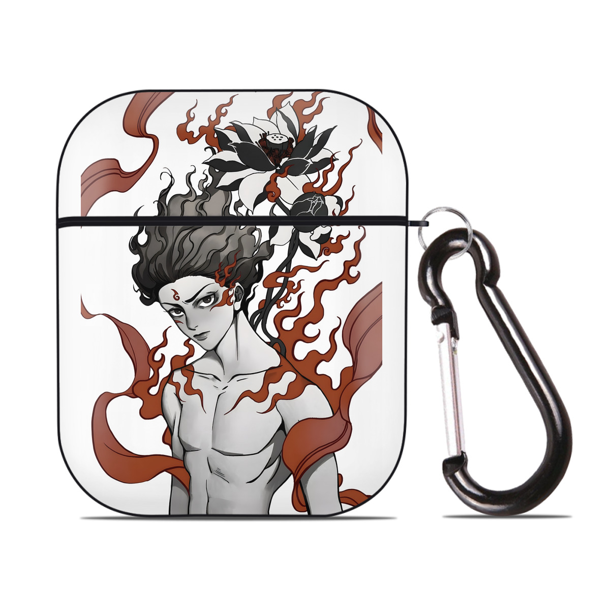 （画像用） Ne Zha 2 ナタ 魔童の大暴れ AirPods 第2世代保護ケース ハードシェル ブラック 耐衝撃・防指紋・カラビナ付き