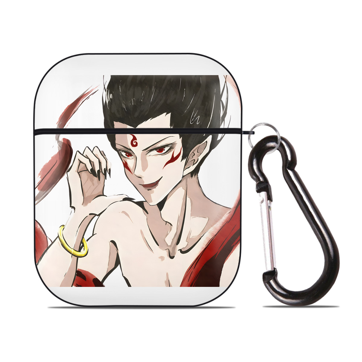 （画像用） Ne Zha 2 ナタ 魔童の大暴れ AirPods 第2世代保護ケース ハードシェル ブラック 耐衝撃・防指紋・カラビナ付き