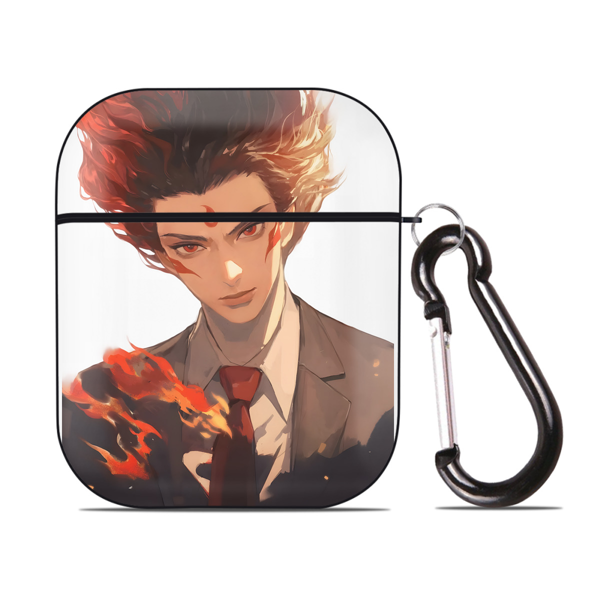 （画像用） Ne Zha 2 ナタ 魔童の大暴れ AirPods 第2世代保護ケース ハードシェル ブラック 耐衝撃・防指紋・カラビナ付き