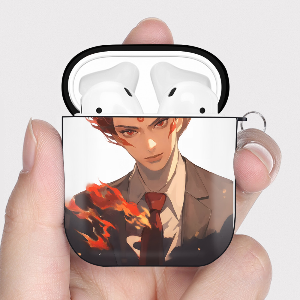 （画像用） Ne Zha 2 ナタ 魔童の大暴れ AirPods 第2世代保護ケース ハードシェル ブラック 耐衝撃・防指紋・カラビナ付き