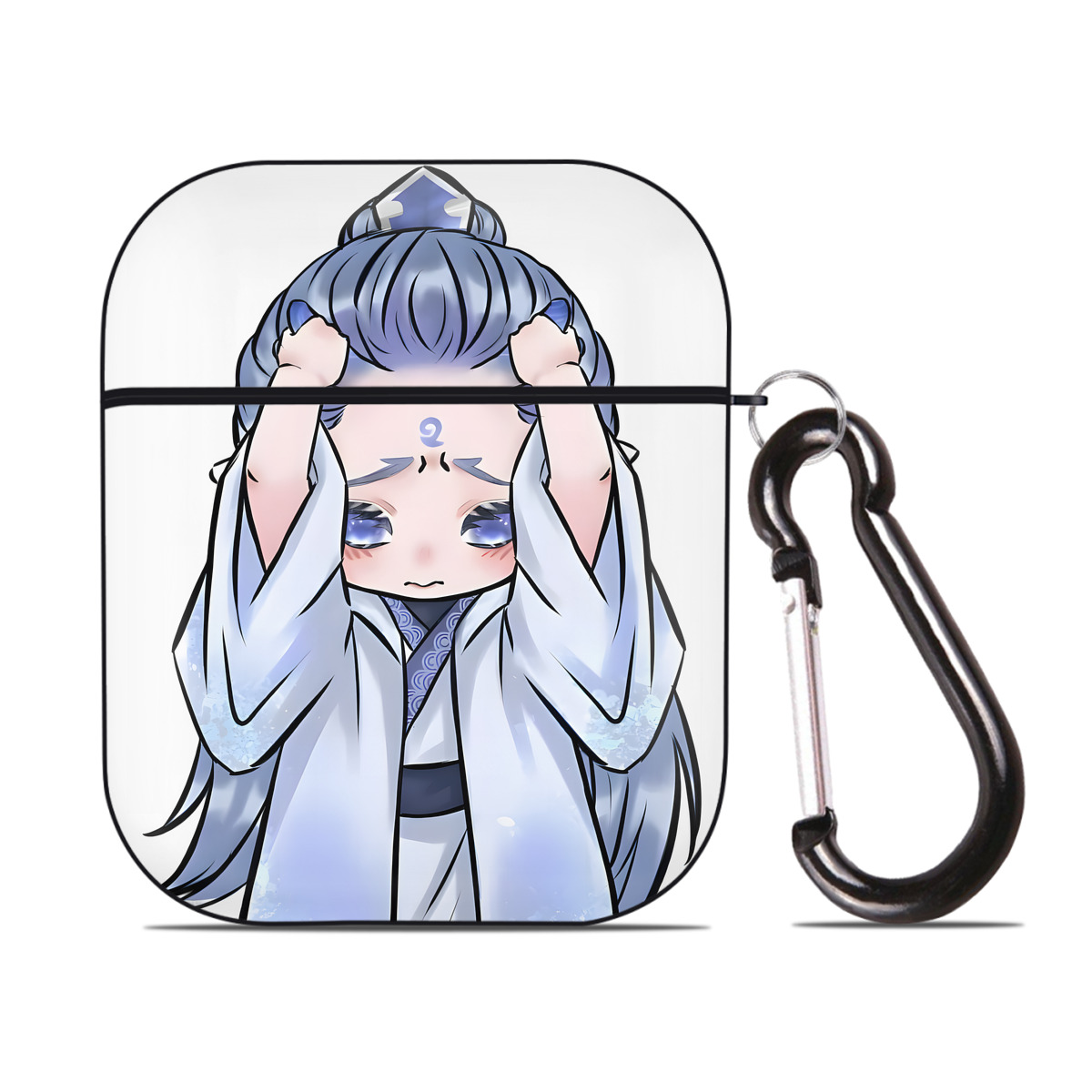 （画像用） Ne Zha 2 ナタ 魔童の大暴れ AirPods 第2世代保護ケース ハードシェル ブラック 耐衝撃・防指紋・カラビナ付き