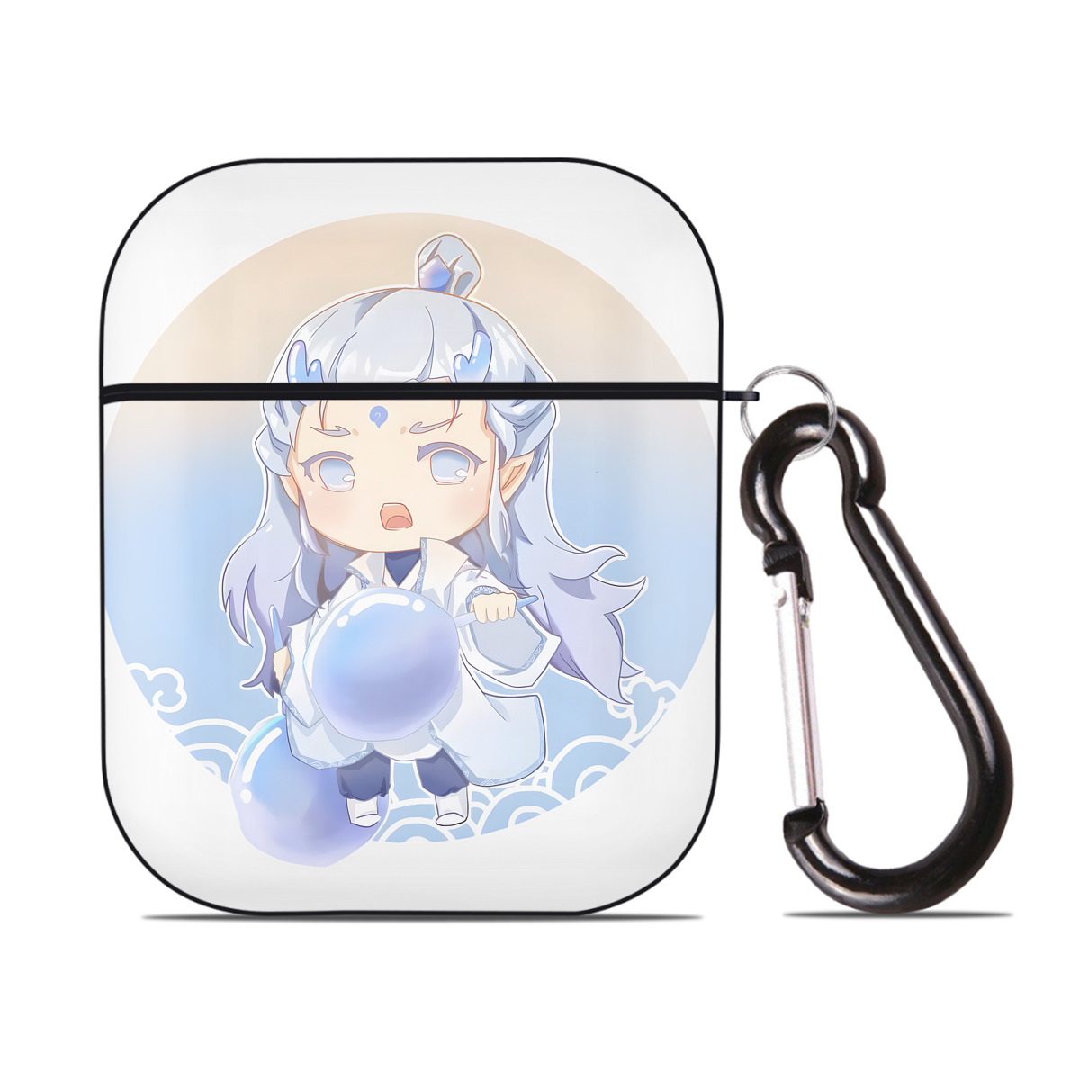 （画像用） Ne Zha 2 ナタ 魔童の大暴れ AirPods 第2世代保護ケース ハードシェル ブラック 耐衝撃・防指紋・カラビナ付き