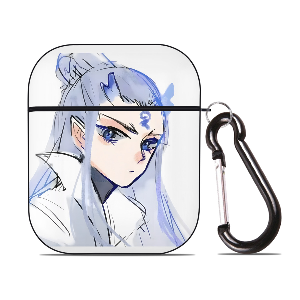 （画像用） Ne Zha 2 ナタ 魔童の大暴れ AirPods 第2世代保護ケース ハードシェル ブラック 耐衝撃・防指紋・カラビナ付き