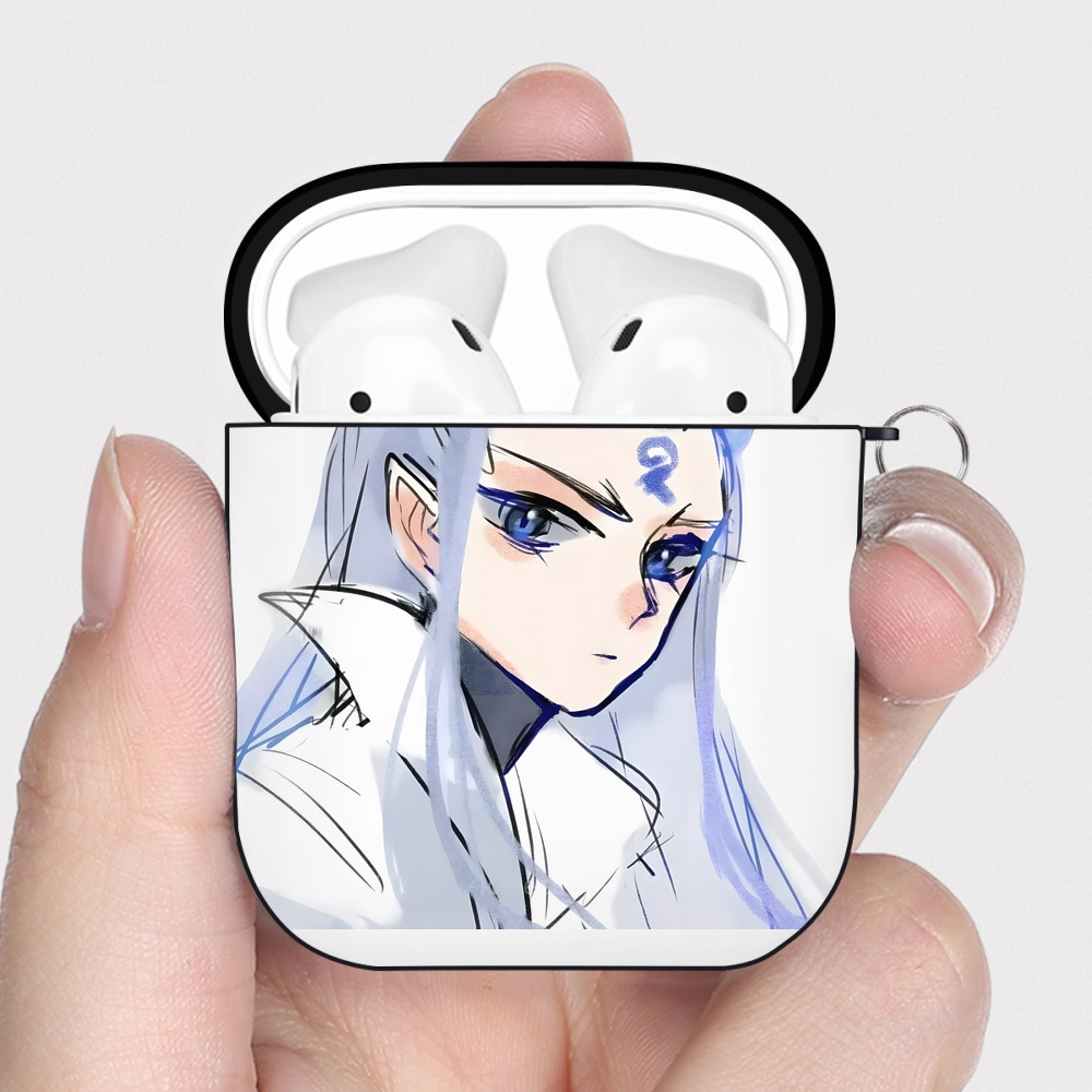 （画像用） Ne Zha 2 ナタ 魔童の大暴れ AirPods 第2世代保護ケース ハードシェル ブラック 耐衝撃・防指紋・カラビナ付き