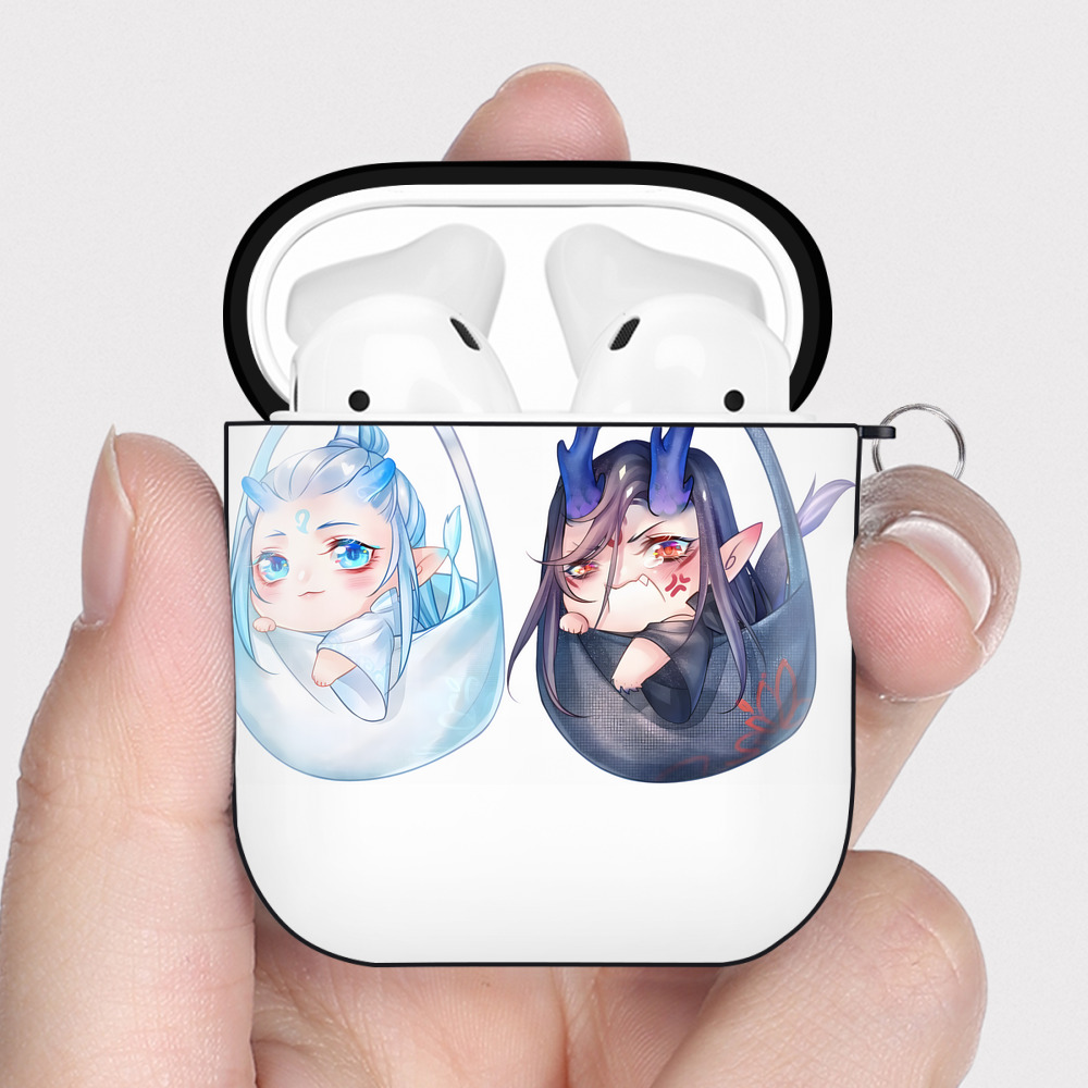 （画像用） Ne Zha 2 ナタ 魔童の大暴れ AirPods 第2世代保護ケース ハードシェル ブラック 耐衝撃・防指紋・カラビナ付き
