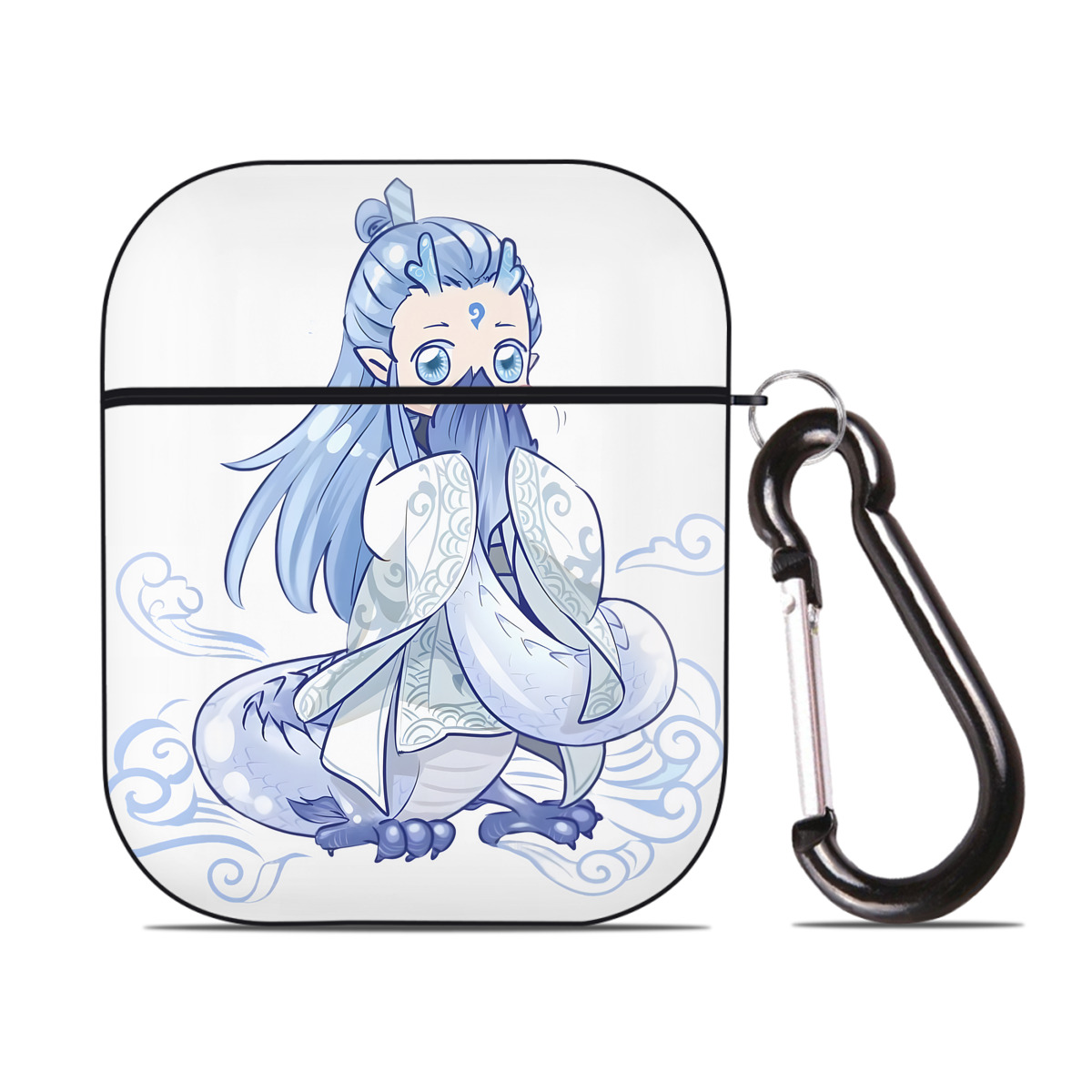 （画像用） Ne Zha 2 ナタ 魔童の大暴れ AirPods 第2世代保護ケース ハードシェル ブラック 耐衝撃・防指紋・カラビナ付き