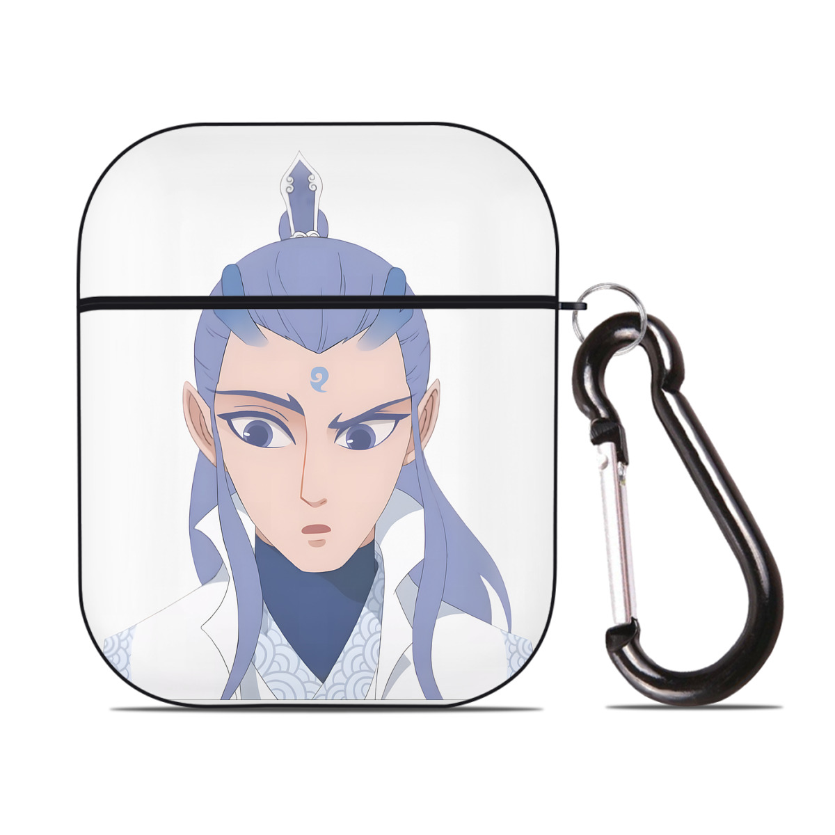 （画像用） Ne Zha 2 ナタ 魔童の大暴れ AirPods 第2世代保護ケース ハードシェル ブラック 耐衝撃・防指紋・カラビナ付き