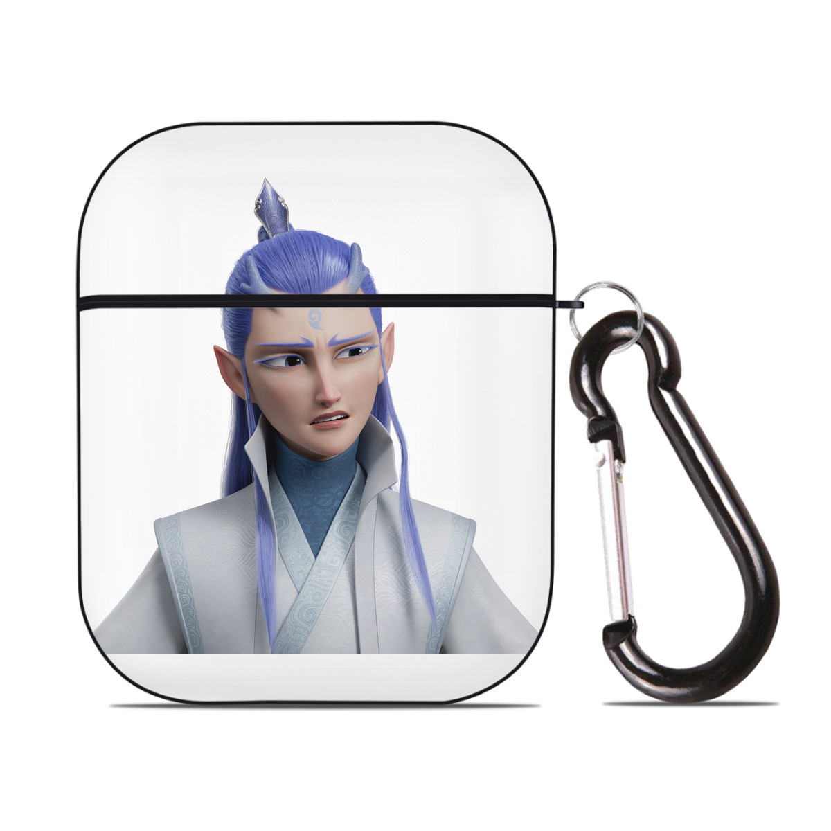 （画像用） Ne Zha 2 ナタ 魔童の大暴れ AirPods 第2世代保護ケース ハードシェル ブラック 耐衝撃・防指紋・カラビナ付き
