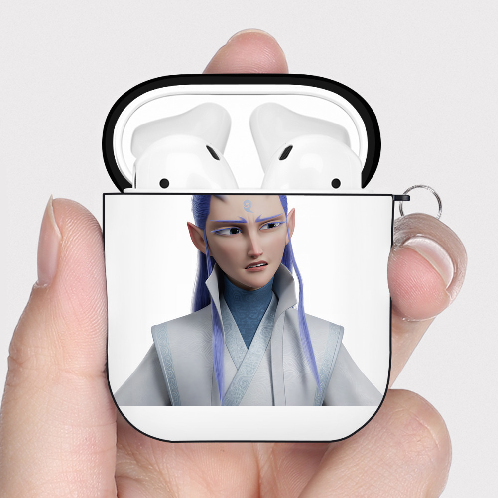 （画像用） Ne Zha 2 ナタ 魔童の大暴れ AirPods 第2世代保護ケース ハードシェル ブラック 耐衝撃・防指紋・カラビナ付き