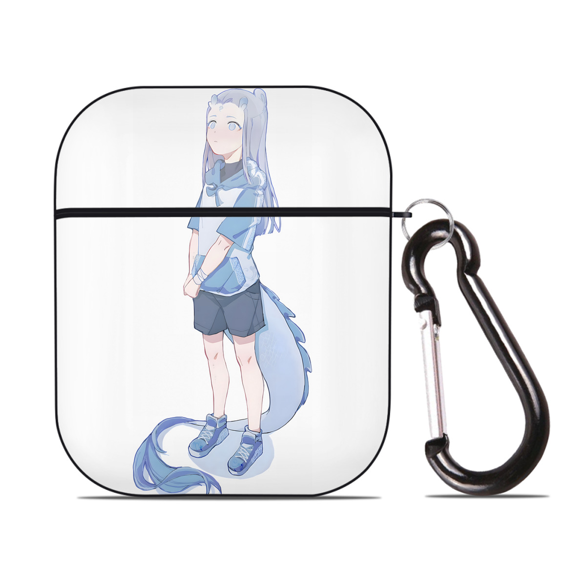 （画像用） Ne Zha 2 ナタ 魔童の大暴れ AirPods 第2世代保護ケース ハードシェル ブラック 耐衝撃・防指紋・カラビナ付き