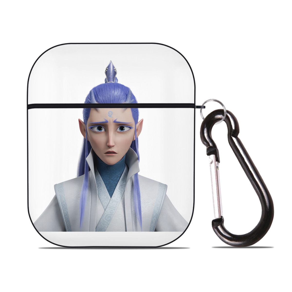 （画像用） Ne Zha 2 ナタ 魔童の大暴れ AirPods 第2世代保護ケース ハードシェル ブラック 耐衝撃・防指紋・カラビナ付き