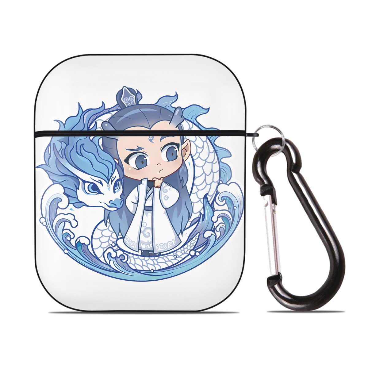 （画像用） Ne Zha 2 ナタ 魔童の大暴れ AirPods 第2世代保護ケース ハードシェル ブラック 耐衝撃・防指紋・カラビナ付き
