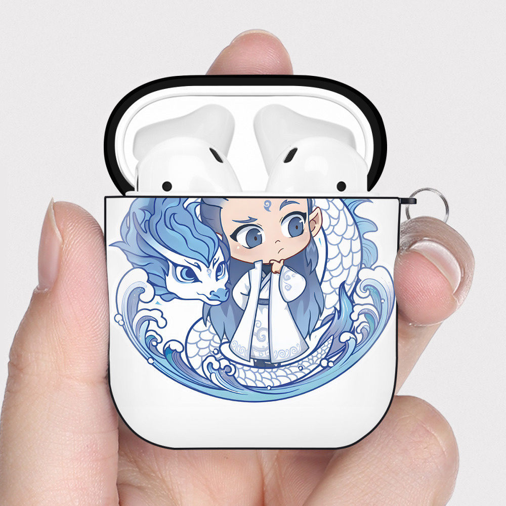 （画像用） Ne Zha 2 ナタ 魔童の大暴れ AirPods 第2世代保護ケース ハードシェル ブラック 耐衝撃・防指紋・カラビナ付き