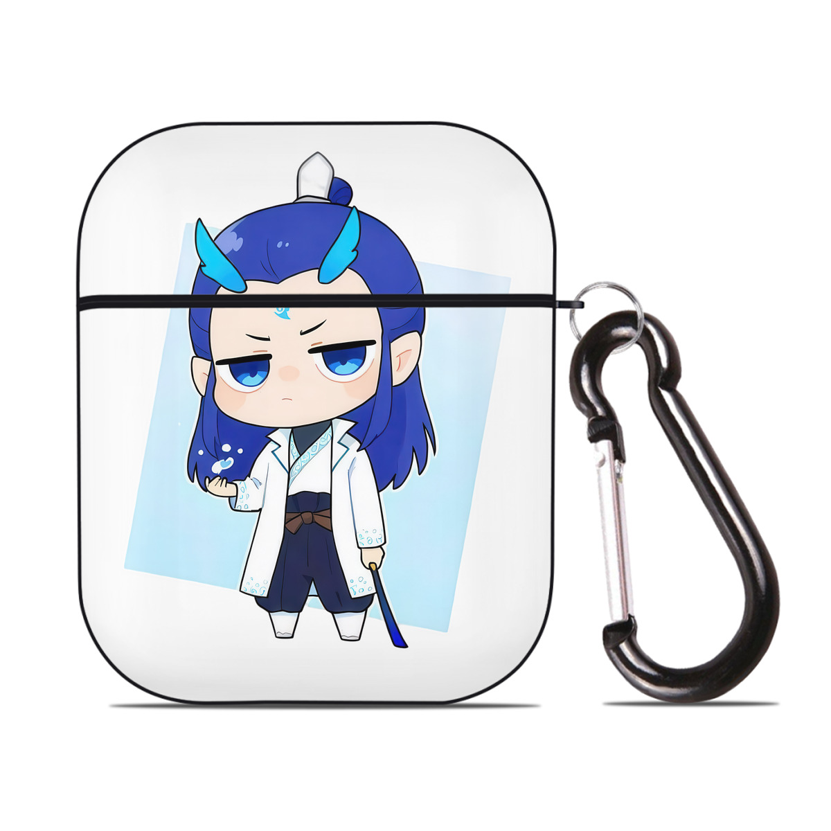 （画像用） Ne Zha 2 ナタ 魔童の大暴れ AirPods 第2世代保護ケース ハードシェル ブラック 耐衝撃・防指紋・カラビナ付き