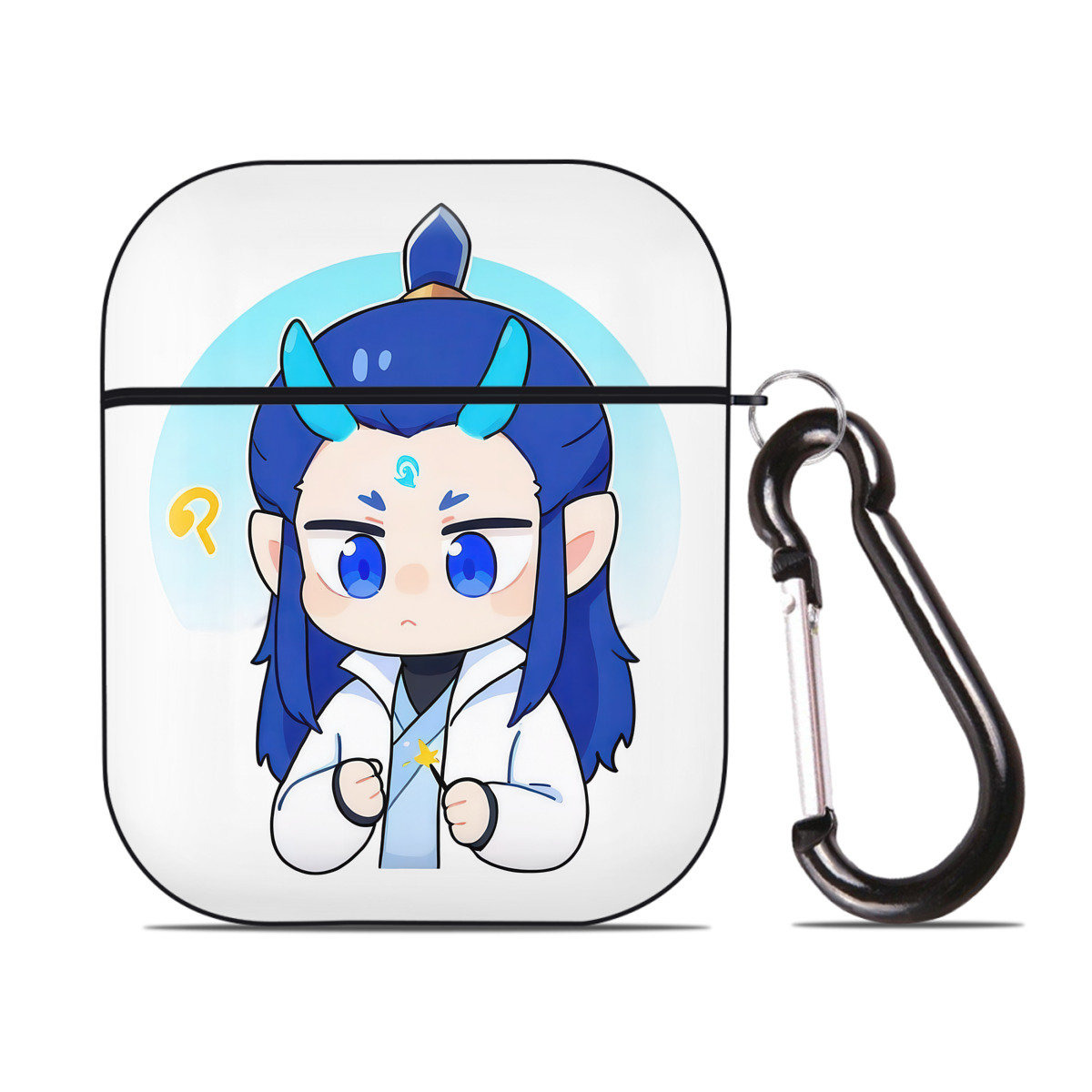 （画像用） Ne Zha 2 ナタ 魔童の大暴れ AirPods 第2世代保護ケース ハードシェル ブラック 耐衝撃・防指紋・カラビナ付き