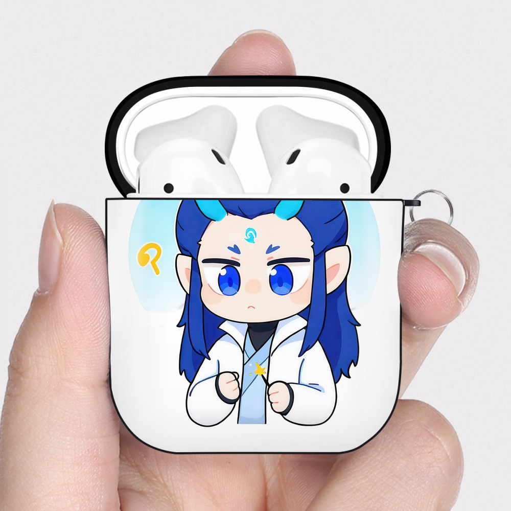 （画像用） Ne Zha 2 ナタ 魔童の大暴れ AirPods 第2世代保護ケース ハードシェル ブラック 耐衝撃・防指紋・カラビナ付き