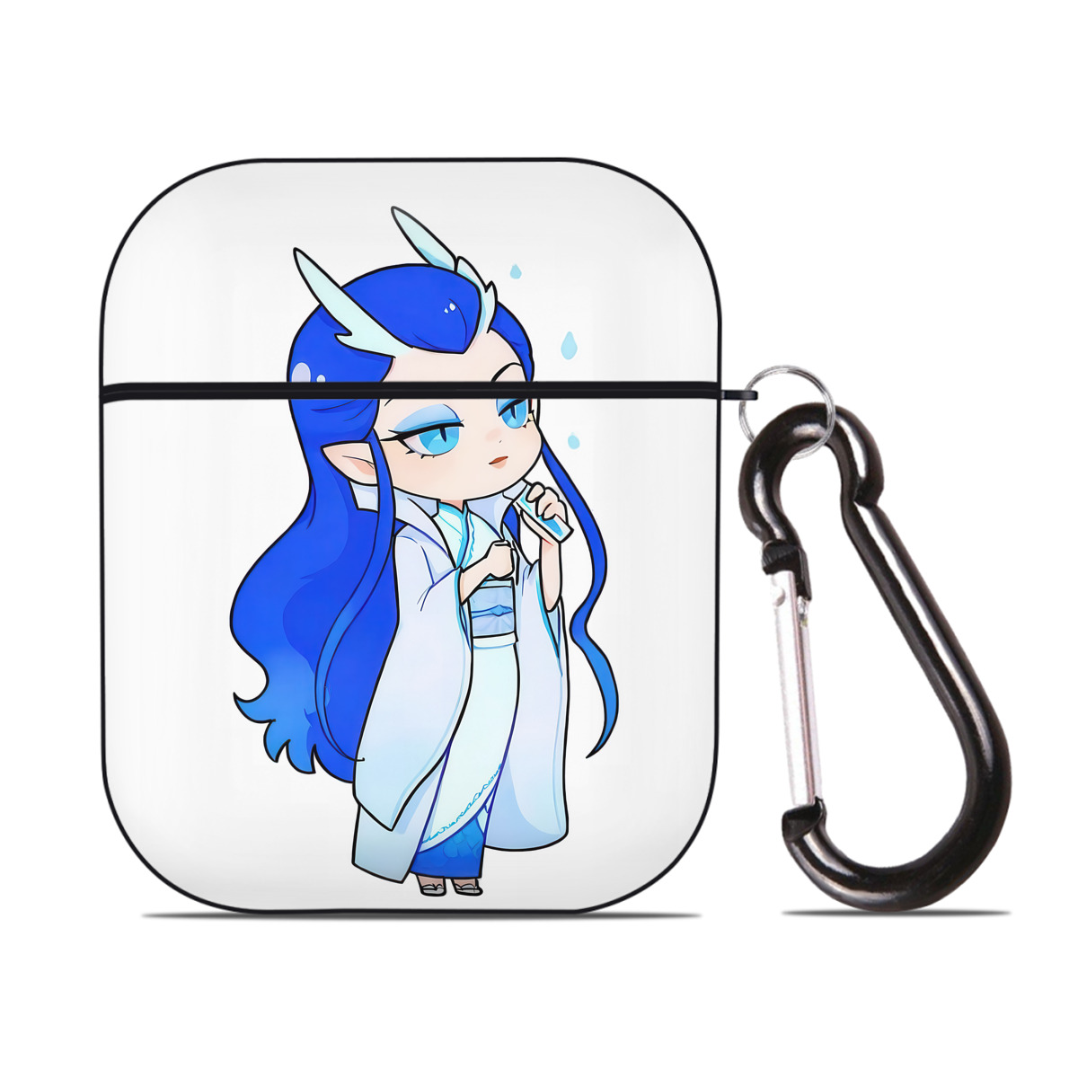 （画像用） Ne Zha 2 ナタ 魔童の大暴れ AirPods 第2世代保護ケース ハードシェル ブラック 耐衝撃・防指紋・カラビナ付き
