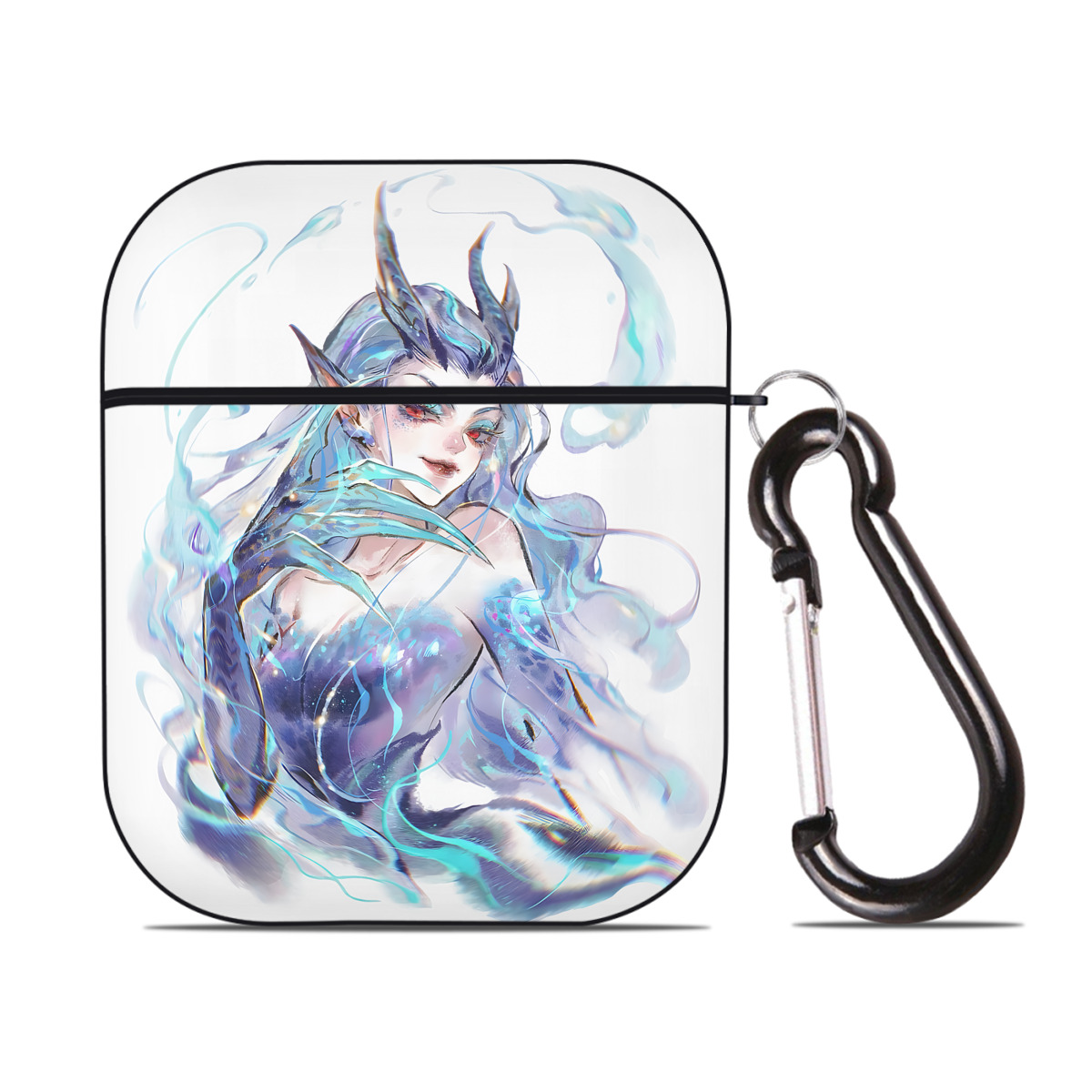 （画像用） Ne Zha 2 ナタ 魔童の大暴れ AirPods 第2世代保護ケース ハードシェル ブラック 耐衝撃・防指紋・カラビナ付き