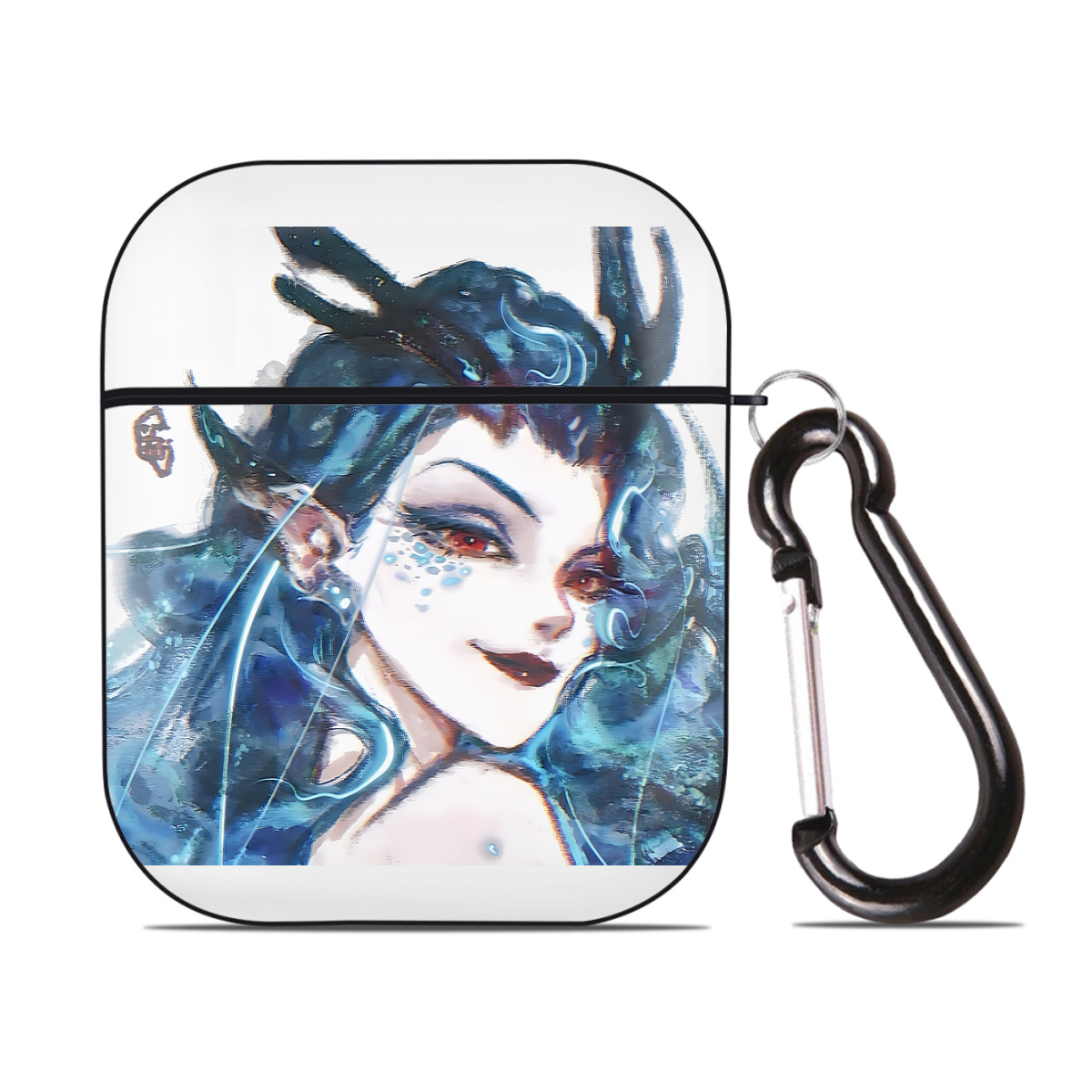 （画像用） Ne Zha 2 ナタ 魔童の大暴れ AirPods 第2世代保護ケース ハードシェル ブラック 耐衝撃・防指紋・カラビナ付き