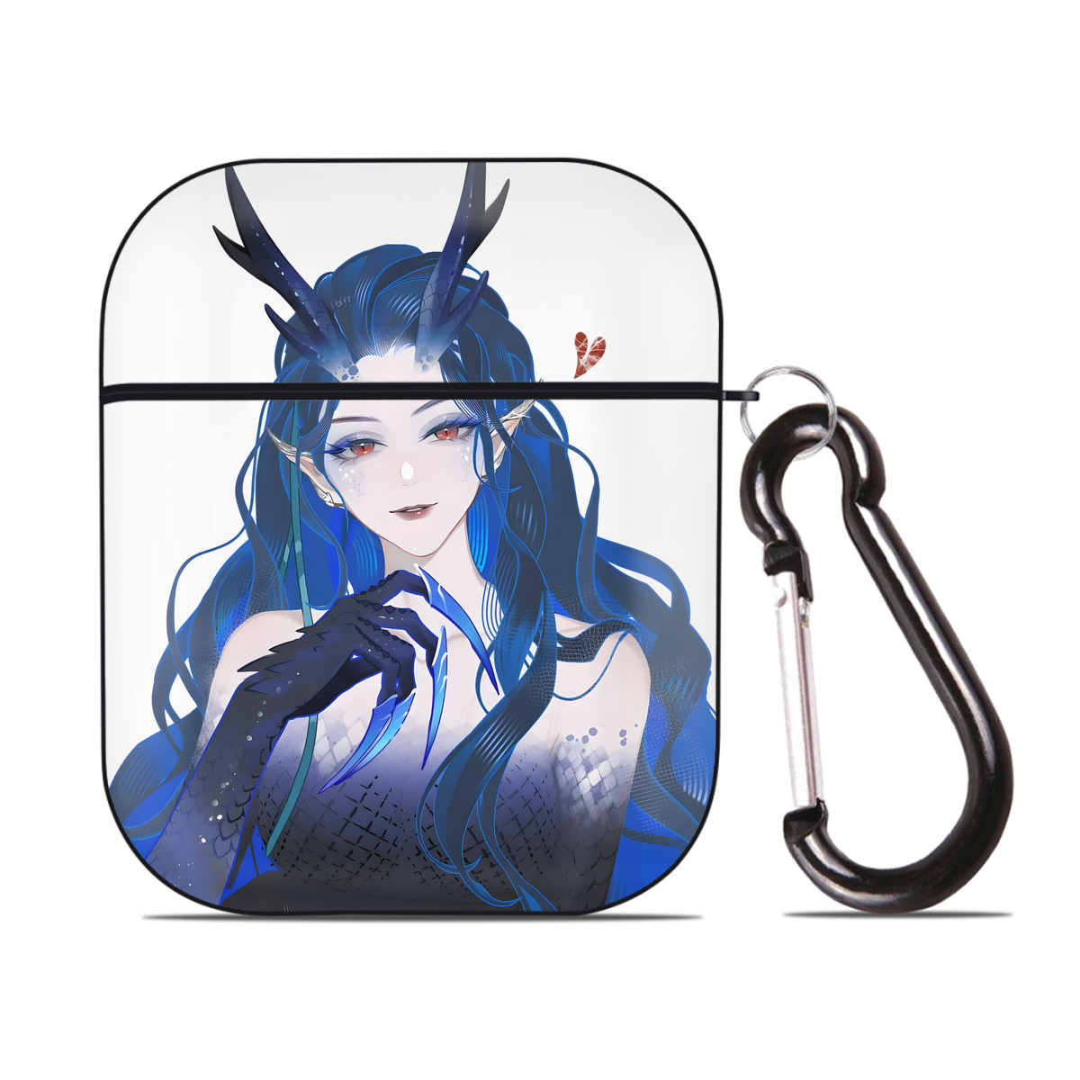 （画像用） Ne Zha 2 ナタ 魔童の大暴れ AirPods 第2世代保護ケース ハードシェル ブラック 耐衝撃・防指紋・カラビナ付き