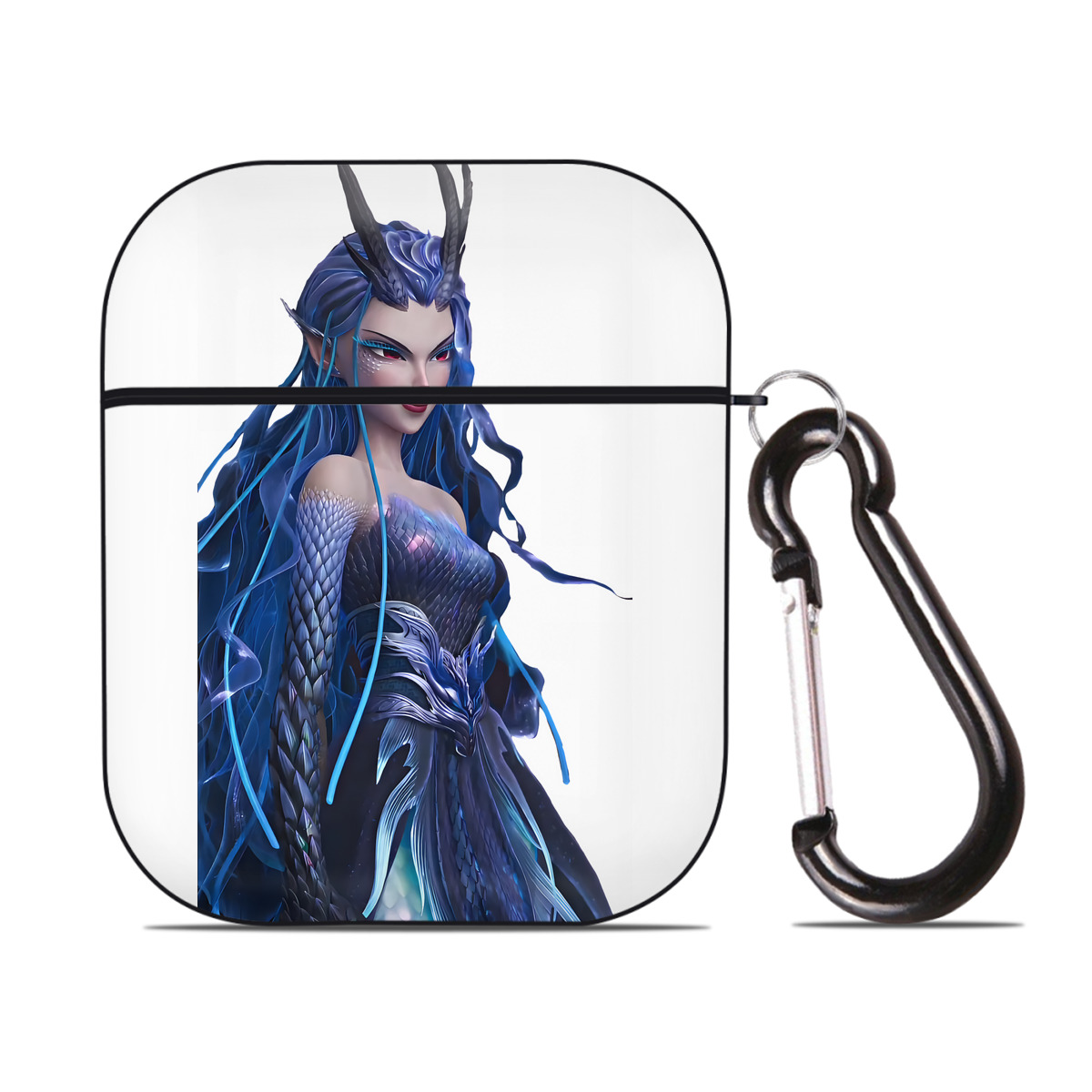 （画像用） Ne Zha 2 ナタ 魔童の大暴れ AirPods 第2世代保護ケース ハードシェル ブラック 耐衝撃・防指紋・カラビナ付き