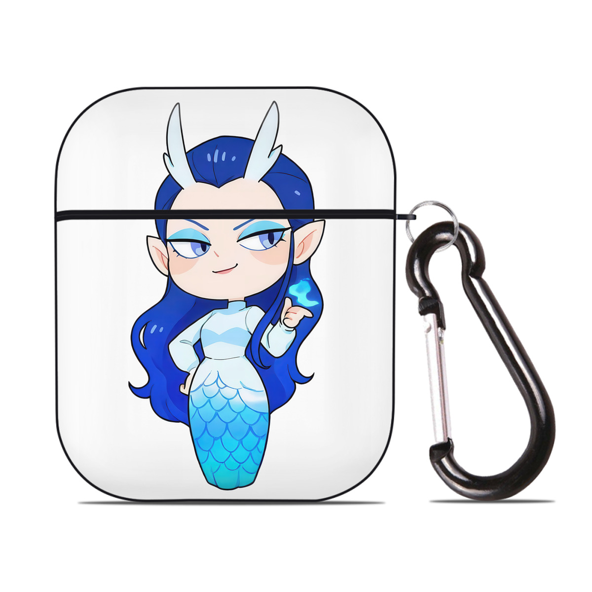 （画像用） Ne Zha 2 ナタ 魔童の大暴れ AirPods 第2世代保護ケース ハードシェル ブラック 耐衝撃・防指紋・カラビナ付き