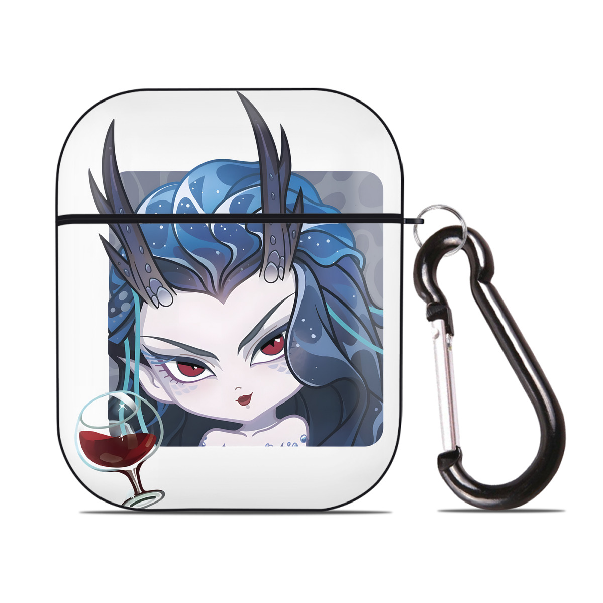 （画像用） Ne Zha 2 ナタ 魔童の大暴れ AirPods 第2世代保護ケース ハードシェル ブラック 耐衝撃・防指紋・カラビナ付き