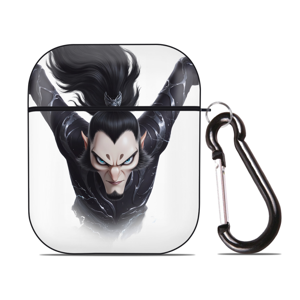 （画像用） Ne Zha 2 ナタ 魔童の大暴れ AirPods 第2世代保護ケース ハードシェル ブラック 耐衝撃・防指紋・カラビナ付き