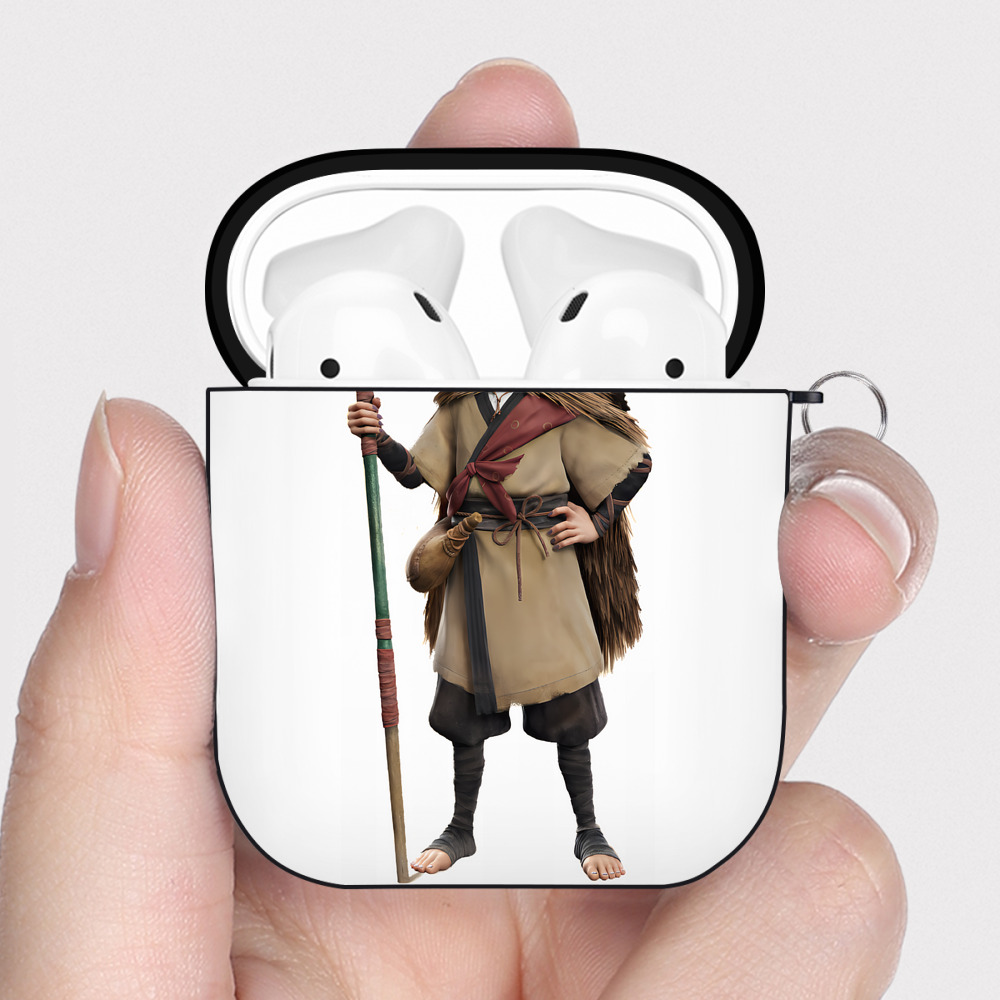 （画像用） Ne Zha 2 ナタ 魔童の大暴れ AirPods 第2世代保護ケース ハードシェル ブラック 耐衝撃・防指紋・カラビナ付き