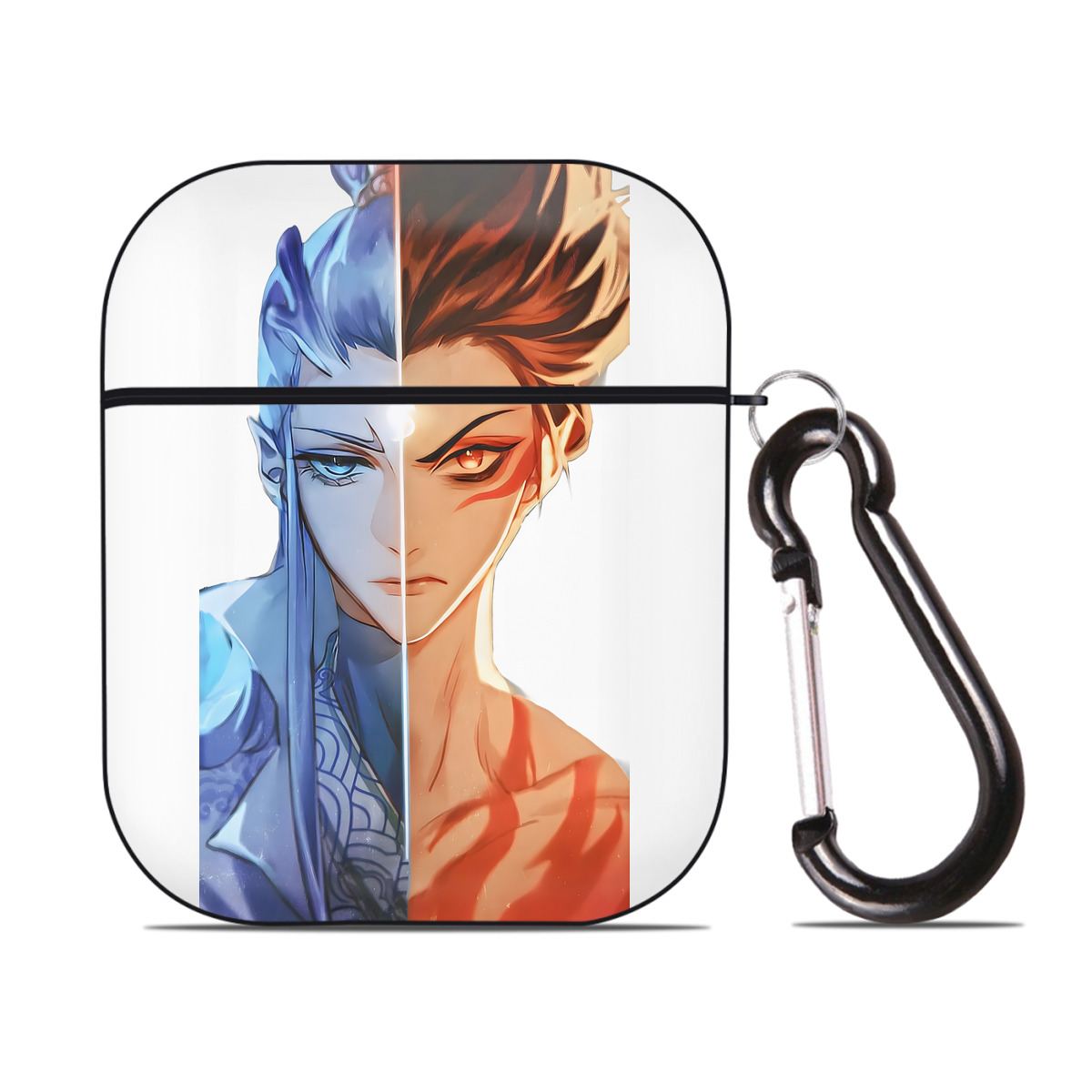 （画像用） Ne Zha 2 ナタ 魔童の大暴れ AirPods 第2世代保護ケース ハードシェル ブラック 耐衝撃・防指紋・カラビナ付き