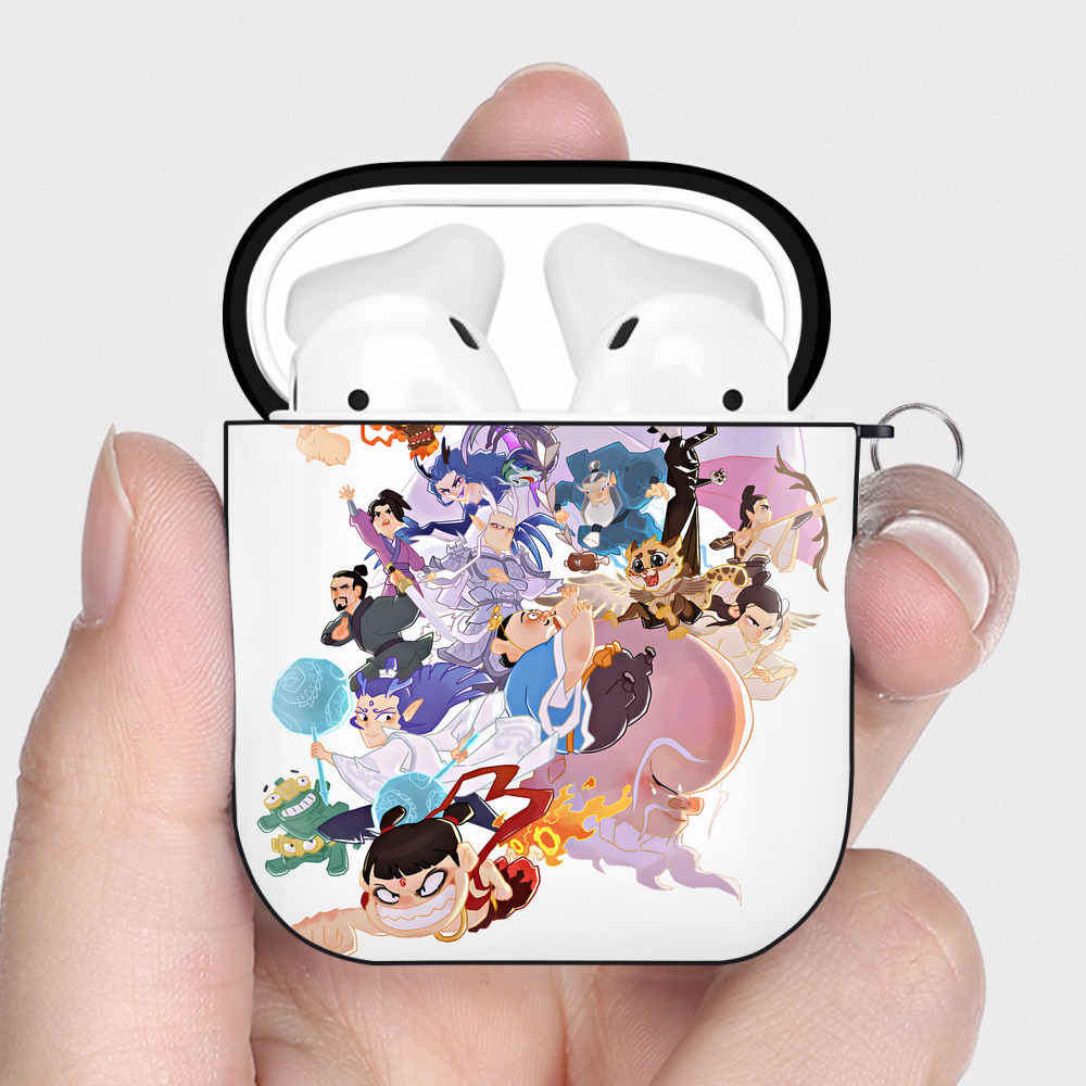（画像用） Ne Zha 2 ナタ 魔童の大暴れ AirPods 第2世代保護ケース ハードシェル ブラック 耐衝撃・防指紋・カラビナ付き