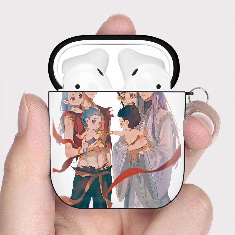 （画像用） Ne Zha 2 ナタ 魔童の大暴れ AirPods 第2世代保護ケース ハードシェル ブラック 耐衝撃・防指紋・カラビナ付き