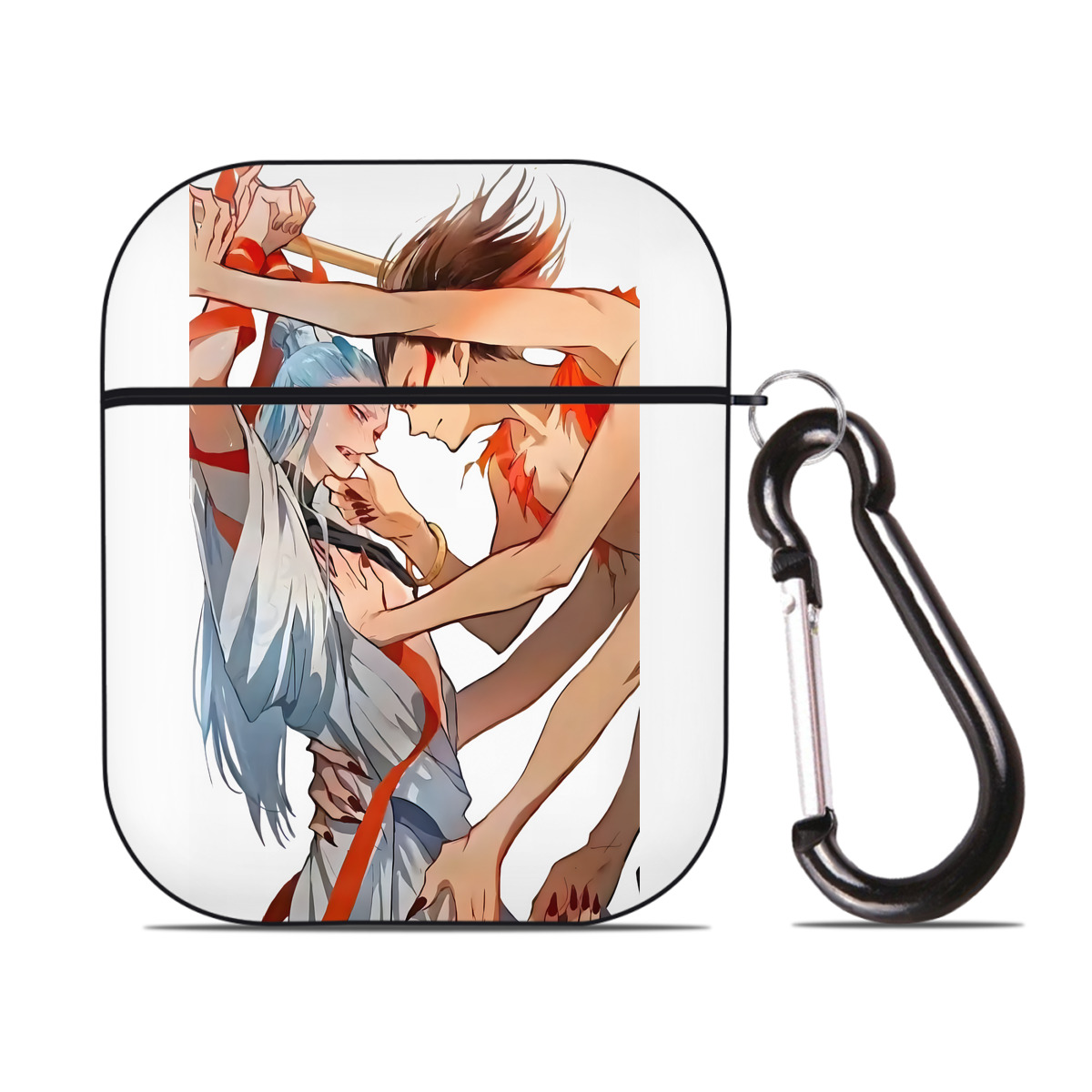 （画像用） Ne Zha 2 ナタ 魔童の大暴れ AirPods 第2世代保護ケース ハードシェル ブラック 耐衝撃・防指紋・カラビナ付き