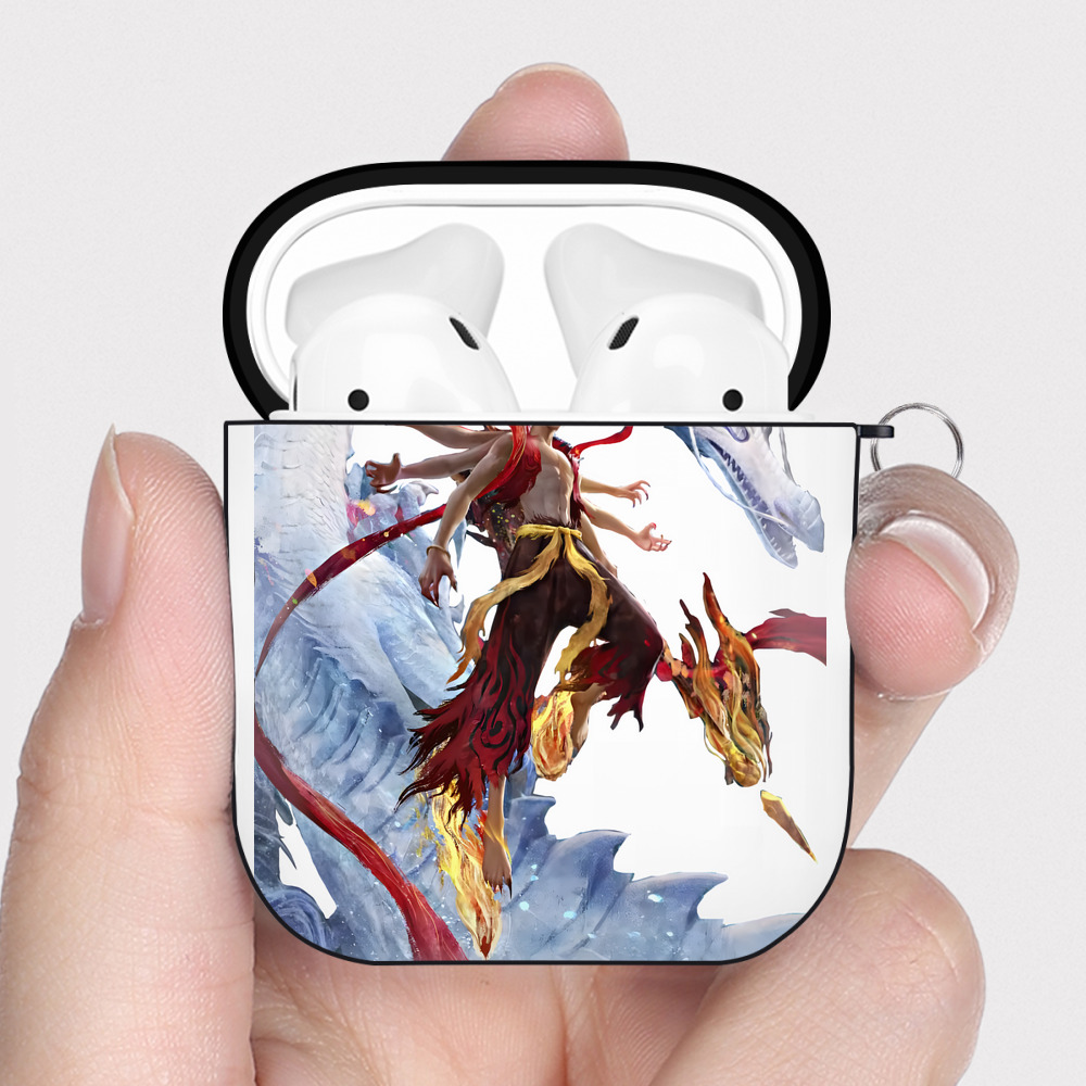（画像用） Ne Zha 2 ナタ 魔童の大暴れ AirPods 第2世代保護ケース ハードシェル ブラック 耐衝撃・防指紋・カラビナ付き