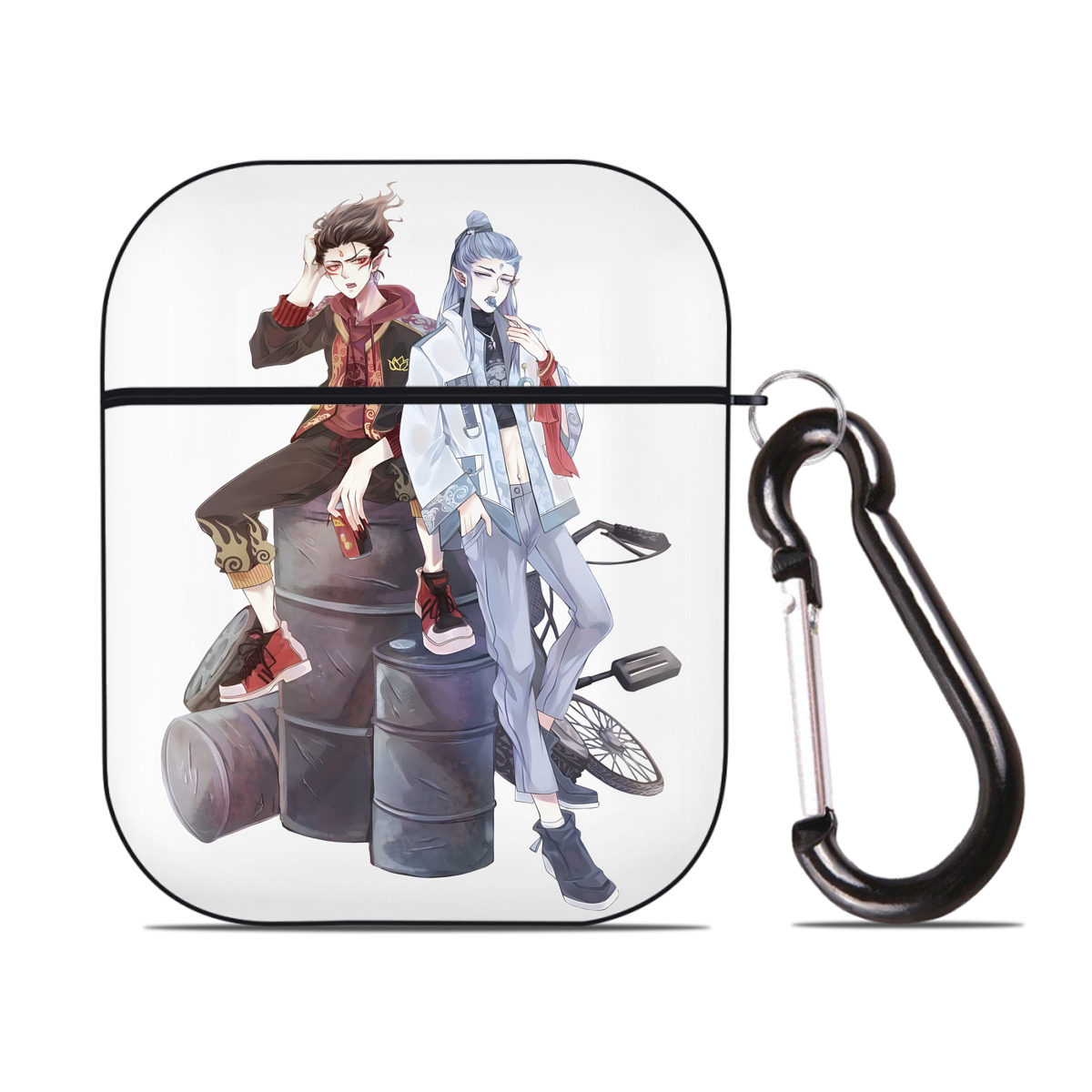 （画像用） Ne Zha 2 ナタ 魔童の大暴れ AirPods 第2世代保護ケース ハードシェル ブラック 耐衝撃・防指紋・カラビナ付き