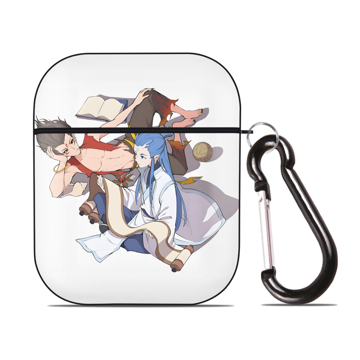 （画像用） Ne Zha 2 ナタ 魔童の大暴れ AirPods 第2世代保護ケース ハードシェル ブラック 耐衝撃・防指紋・カラビナ付き