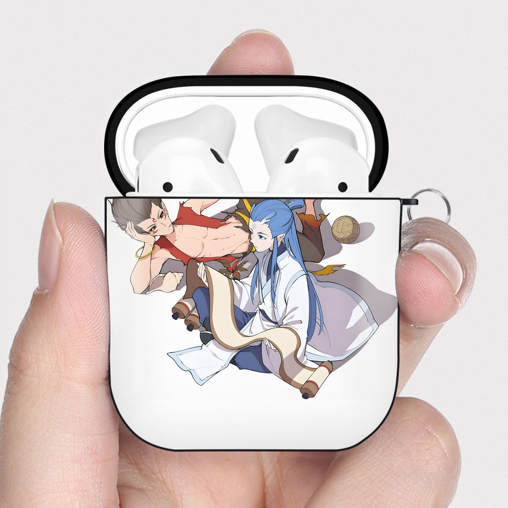 （画像用） Ne Zha 2 ナタ 魔童の大暴れ AirPods 第2世代保護ケース ハードシェル ブラック 耐衝撃・防指紋・カラビナ付き