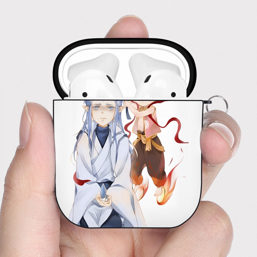 （画像用） Ne Zha 2 ナタ 魔童の大暴れ AirPods 第2世代保護ケース ハードシェル ブラック 耐衝撃・防指紋・カラビナ付き