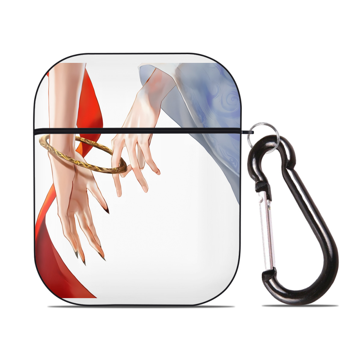 （画像用） Ne Zha 2 ナタ 魔童の大暴れ AirPods 第2世代保護ケース ハードシェル ブラック 耐衝撃・防指紋・カラビナ付き