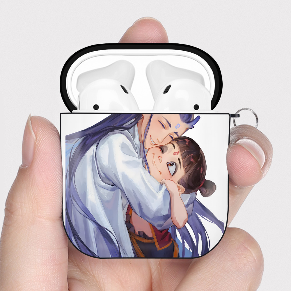 （画像用） Ne Zha 2 ナタ 魔童の大暴れ AirPods 第2世代保護ケース ハードシェル ブラック 耐衝撃・防指紋・カラビナ付き
