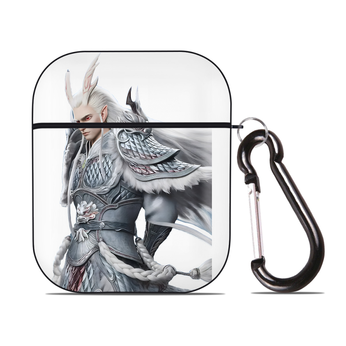 （画像用） Ne Zha 2 ナタ 魔童の大暴れ AirPods 第2世代保護ケース ハードシェル ブラック 耐衝撃・防指紋・カラビナ付き